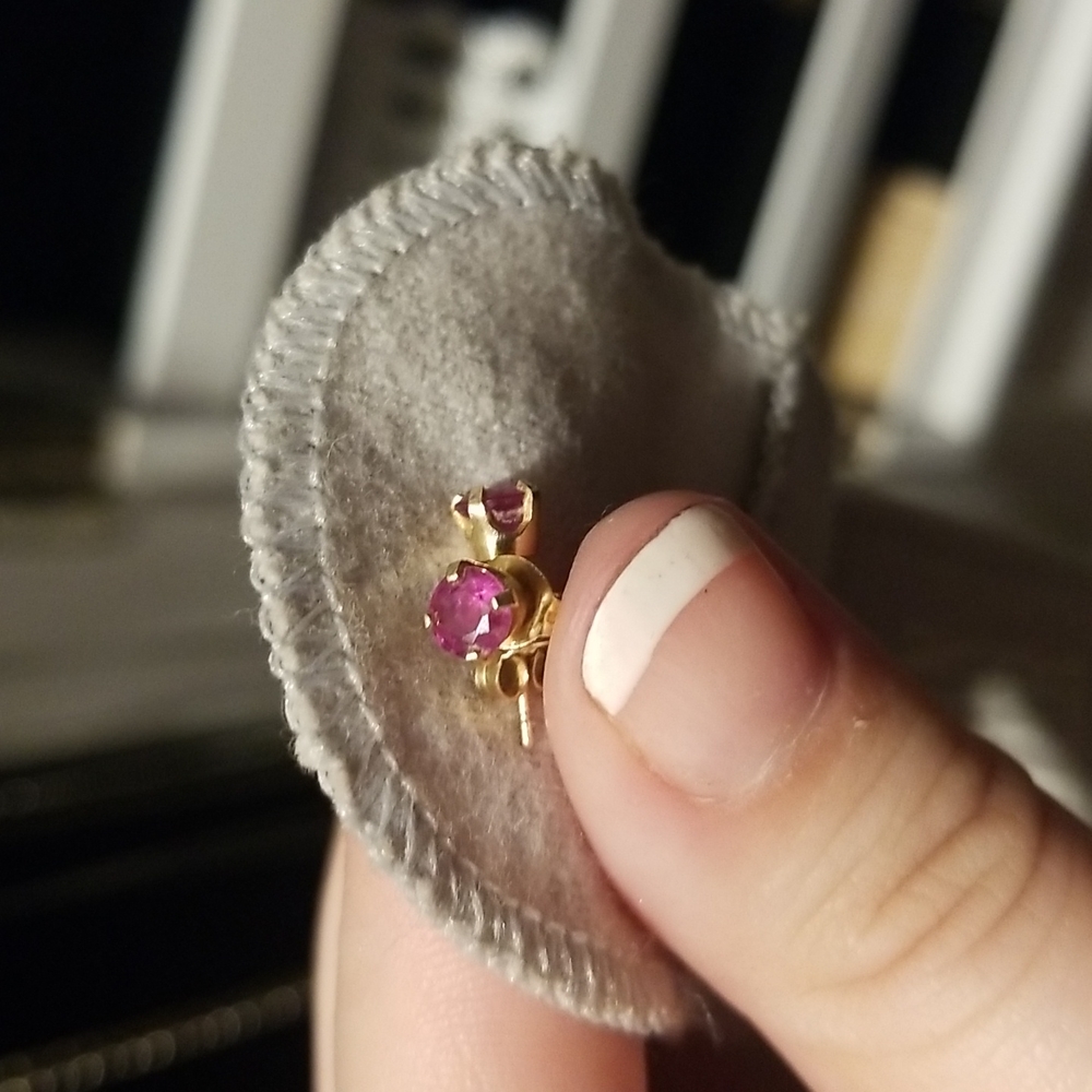Genuine ruby stud earrings